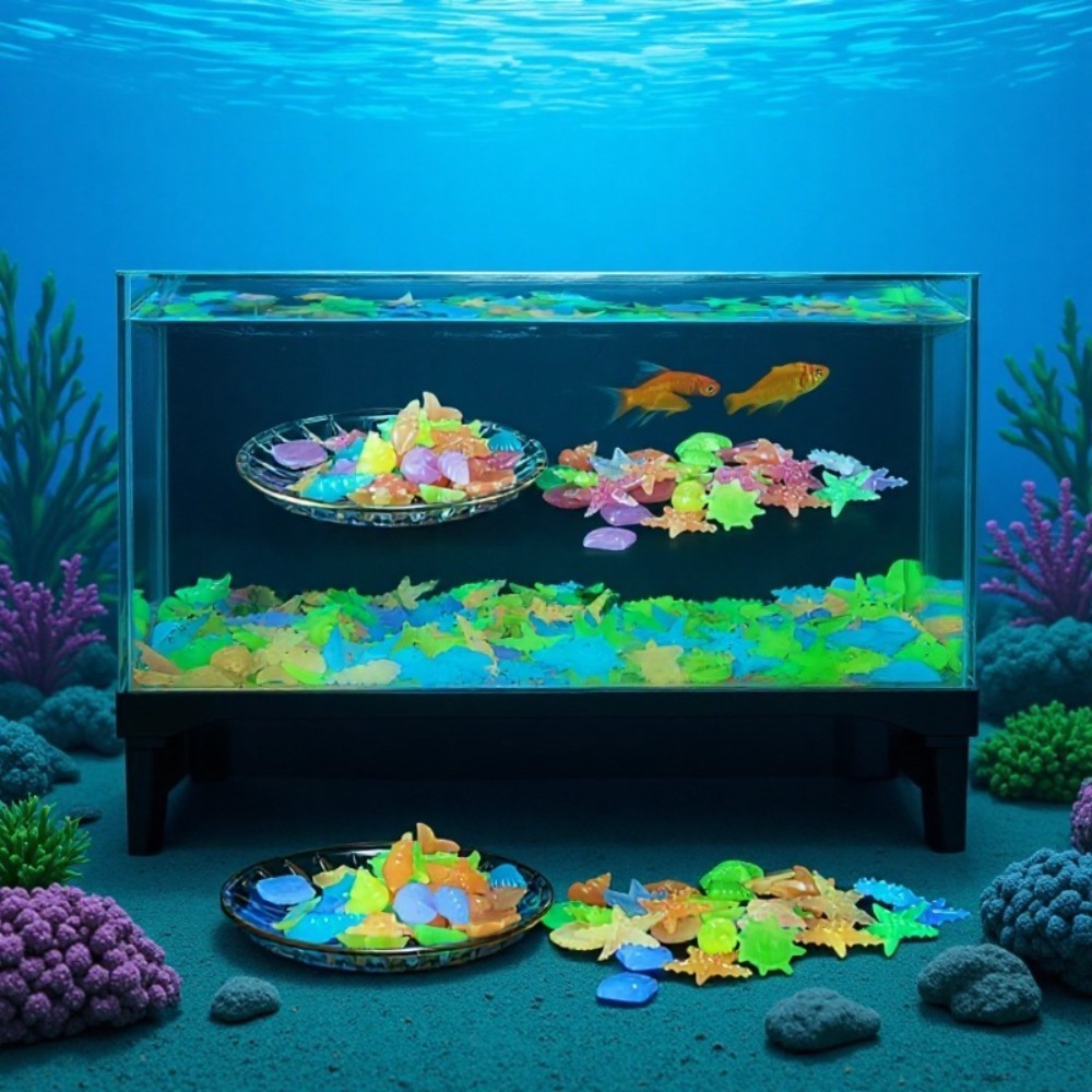 Aquarium Plant Grow Light - Batu Laut Bercahaya, Cangkang Kerang Fluoresen,