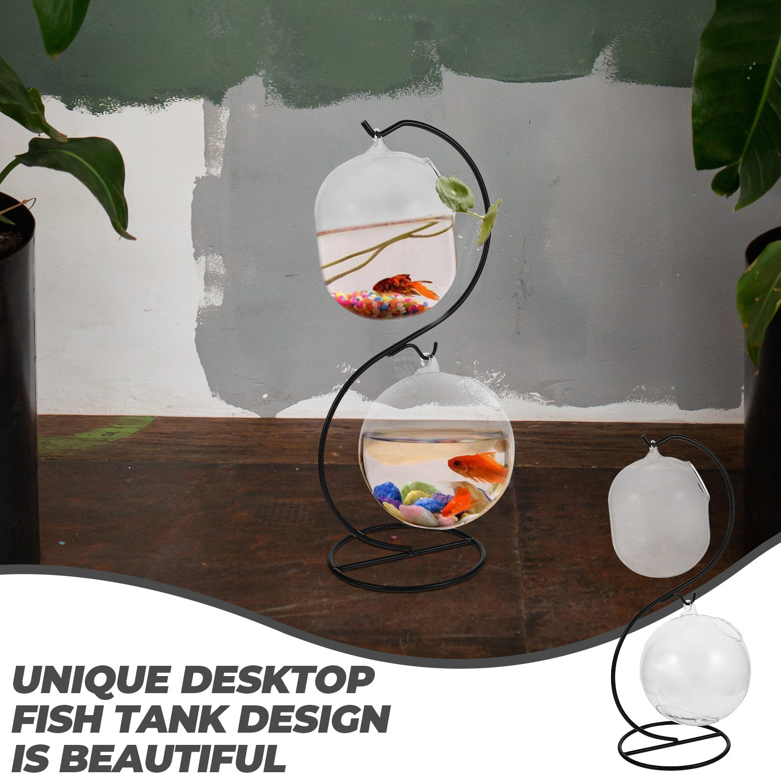 Aquarium Planted Plants - 1Set Akuarium Kaca Meja Kreatif, Vas