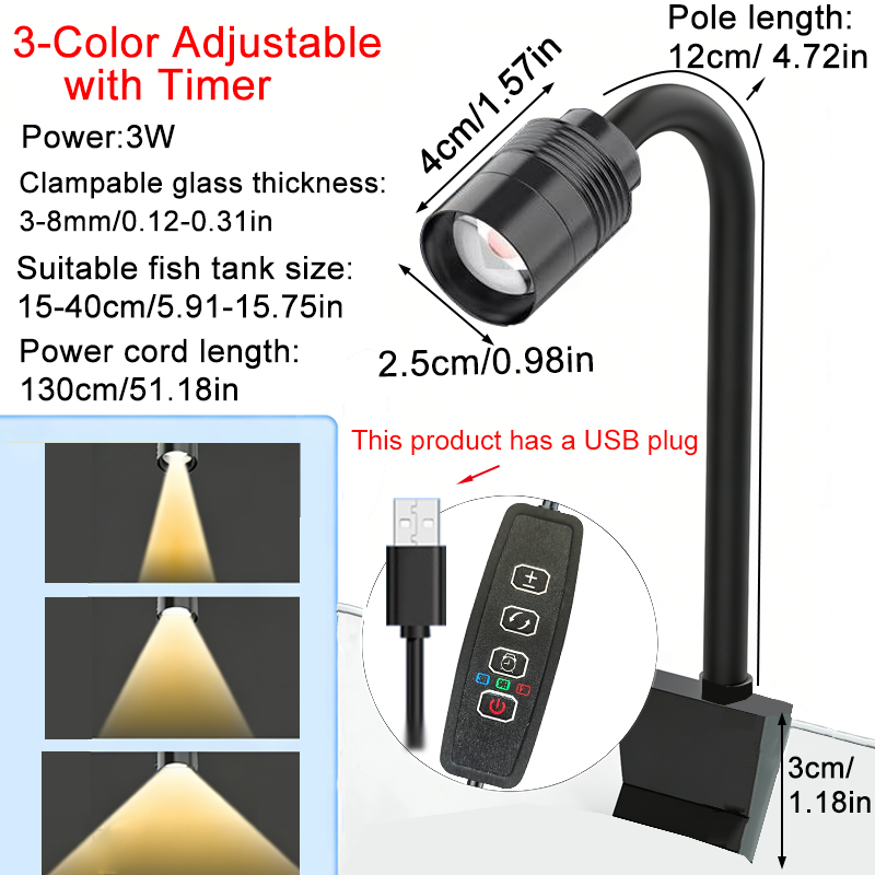 Lampu LED Akuarium 3W Amerika  - Aquarium Plant Grow Light ulasan dan harga