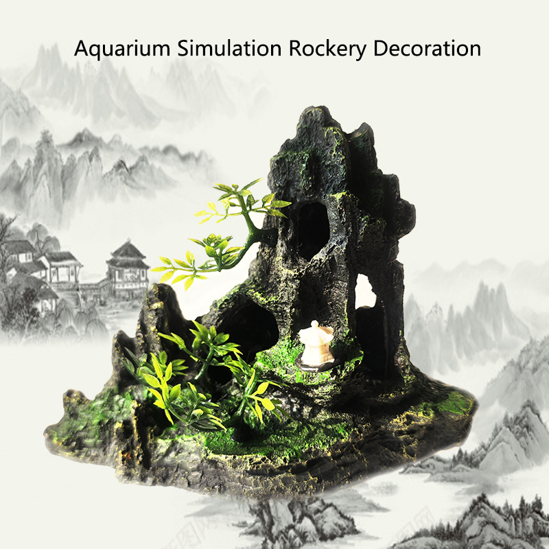 Akuarium Resin dekorasi gunung - Aquarium Planted Wood ulasan dan harga