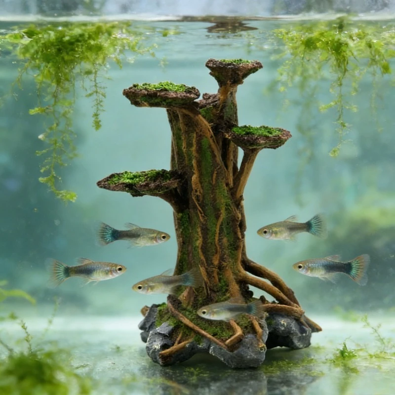 Pohon Lumut Buatan Dekorasi Ak - Aquarium Planted Wood ulasan dan harga