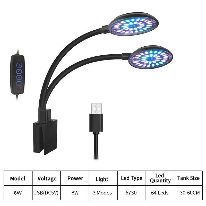 Lampu LED Akuarium USB Lampu K - Aquarium Plant Grow Light ulasan dan harga